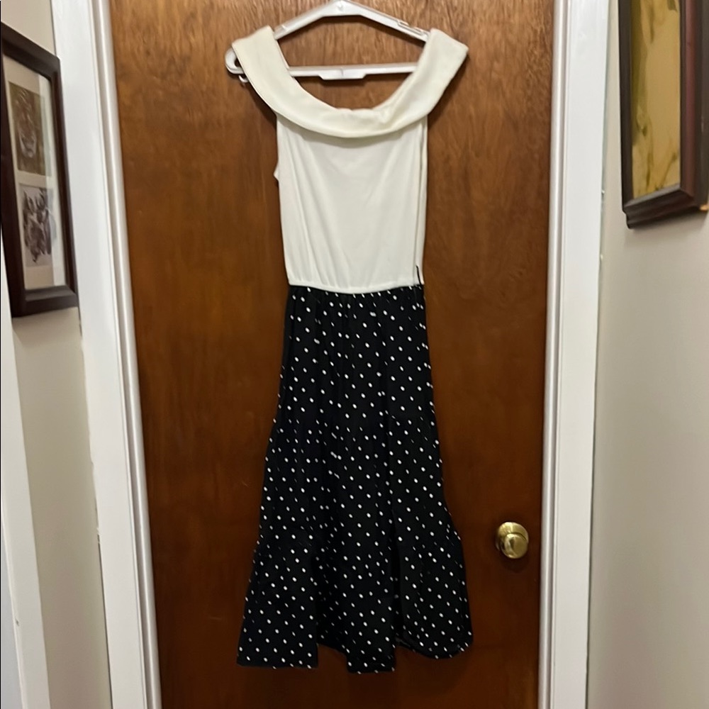 Stylish Black and White Polka Dot Dress